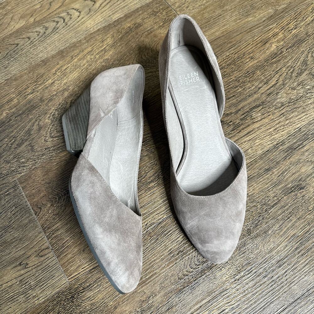 EILEEN FISHER GRAY suede Lily D’Orsay Wedge Heels sz 9